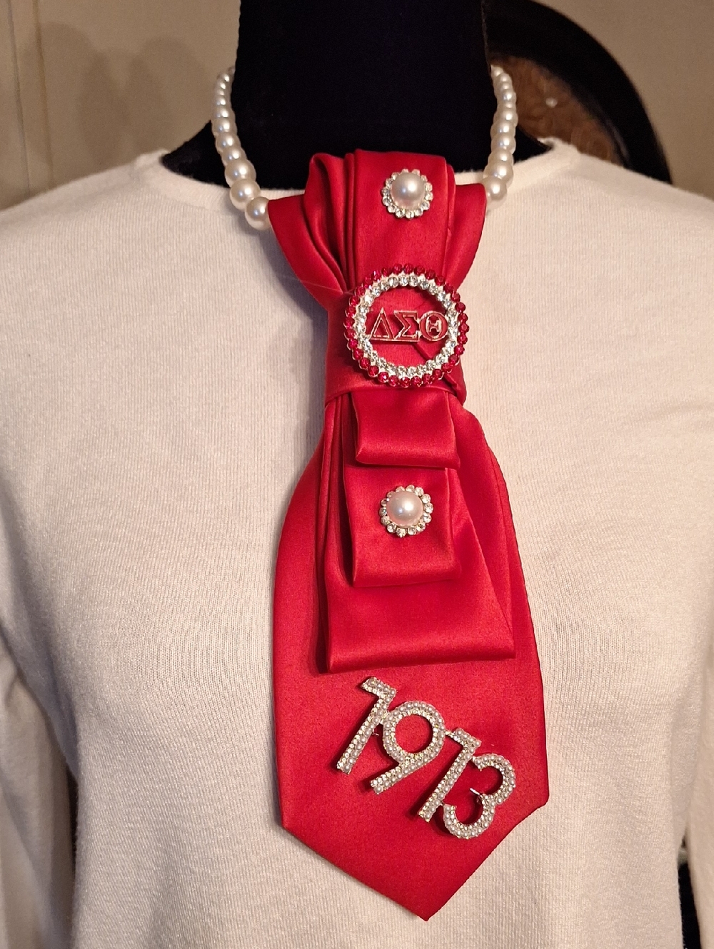 Delta Sigma Theta Upcycled Necktie Necklace